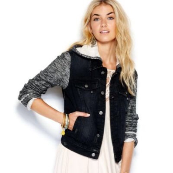 Free People Jackets & Blazers - ❌Sold❌Free People Denim & Knit Jacket Black Pumice